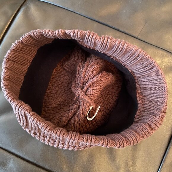 Rare VTG Adidas ORIGINALS Hat. Chocolate & Pink Heritage Logo Knit Beanie Brim